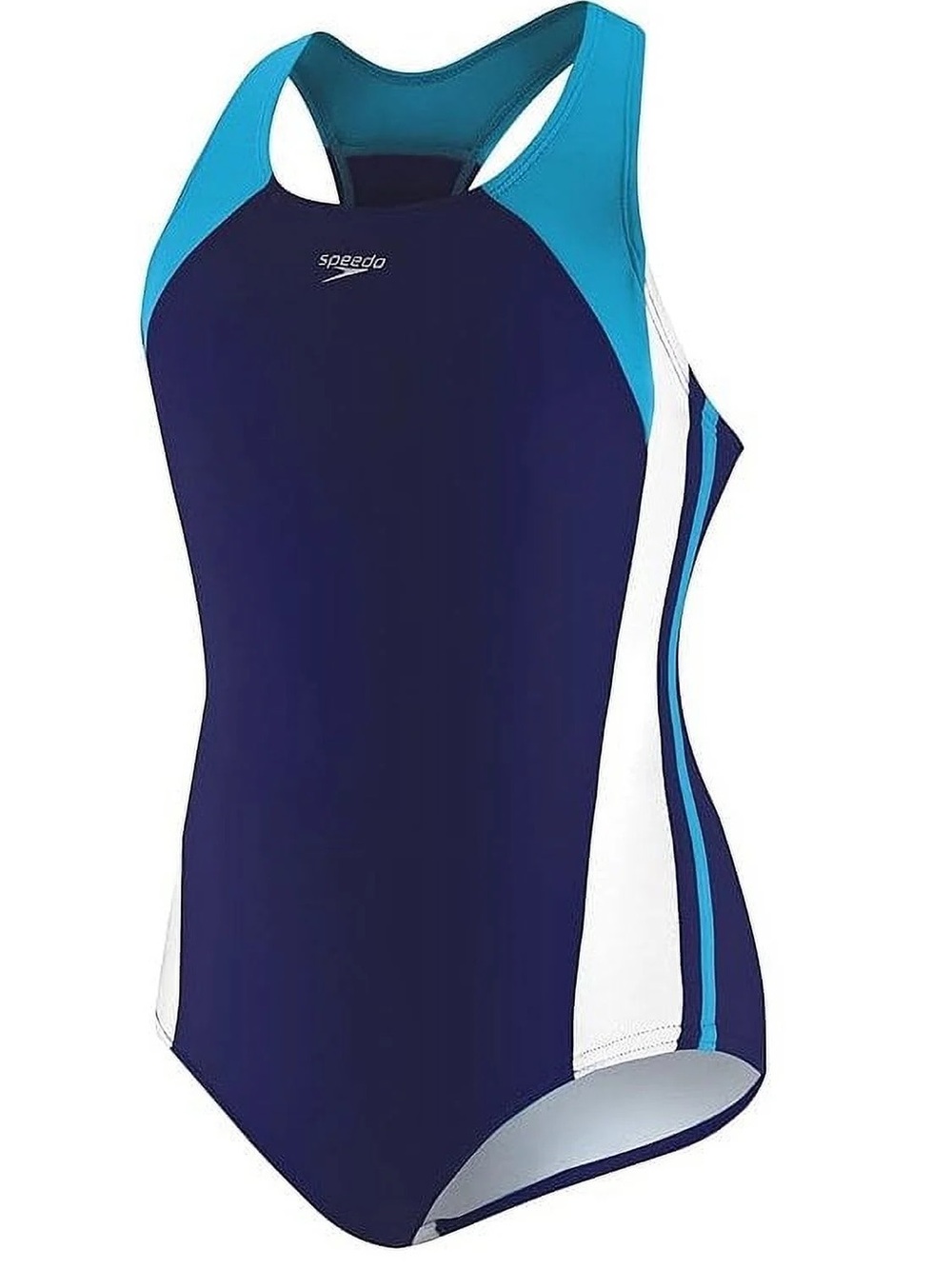 Speedo | Blue and White Girls' Infinity Splice One Piece Swimsuit | Size 12